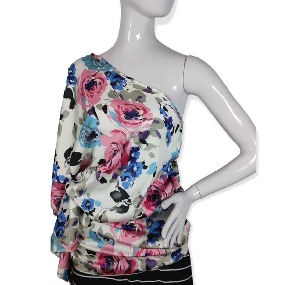Windsor floral one shoulder top size small silky soft material - Picture 1 of 10